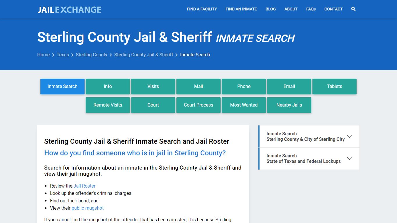 Sterling County Jail & Sheriff Inmate Search - Jail Exchange