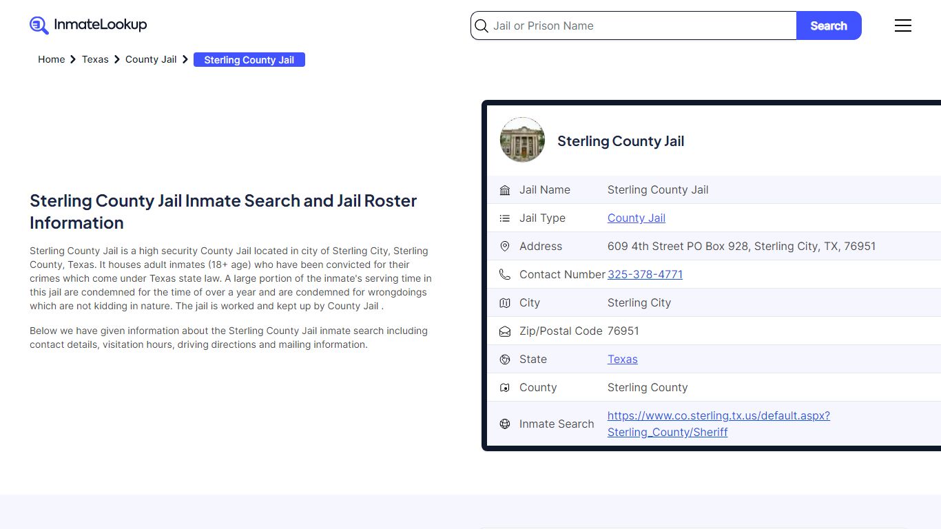 Sterling County Jail Inmate Search - Sterling City Texas - Inmate Lookup