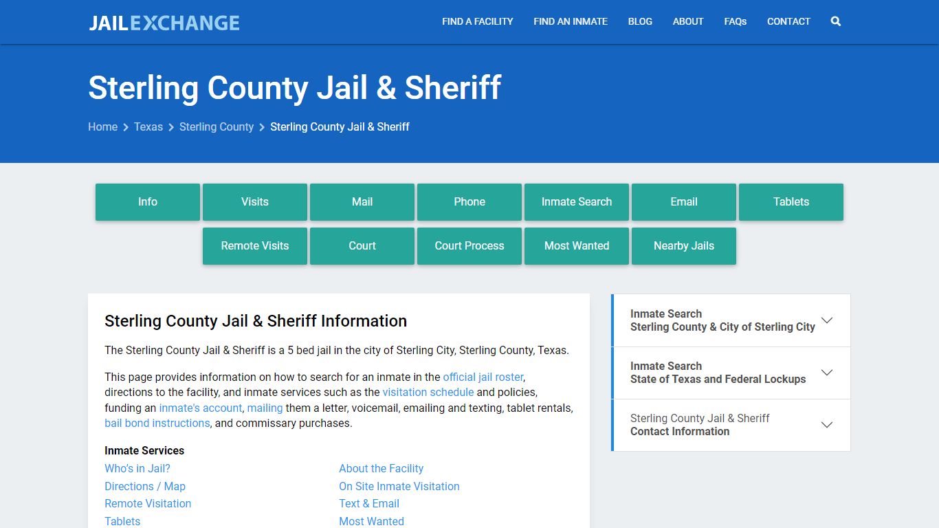 Sterling County Jail & Sheriff, TX Inmate Search, Information